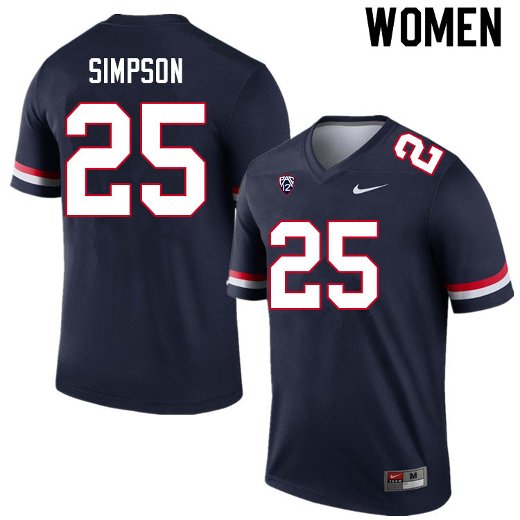 Women #25 Anthony Simpson Arizona Wildcats College Football Jerseys Sale-Navy - Click Image to Close